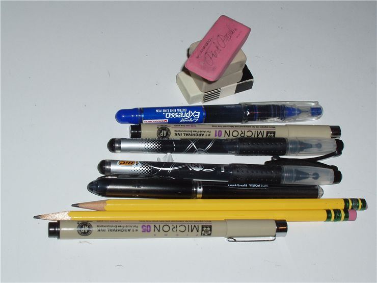 Picture Of Writing And Drawing Implements